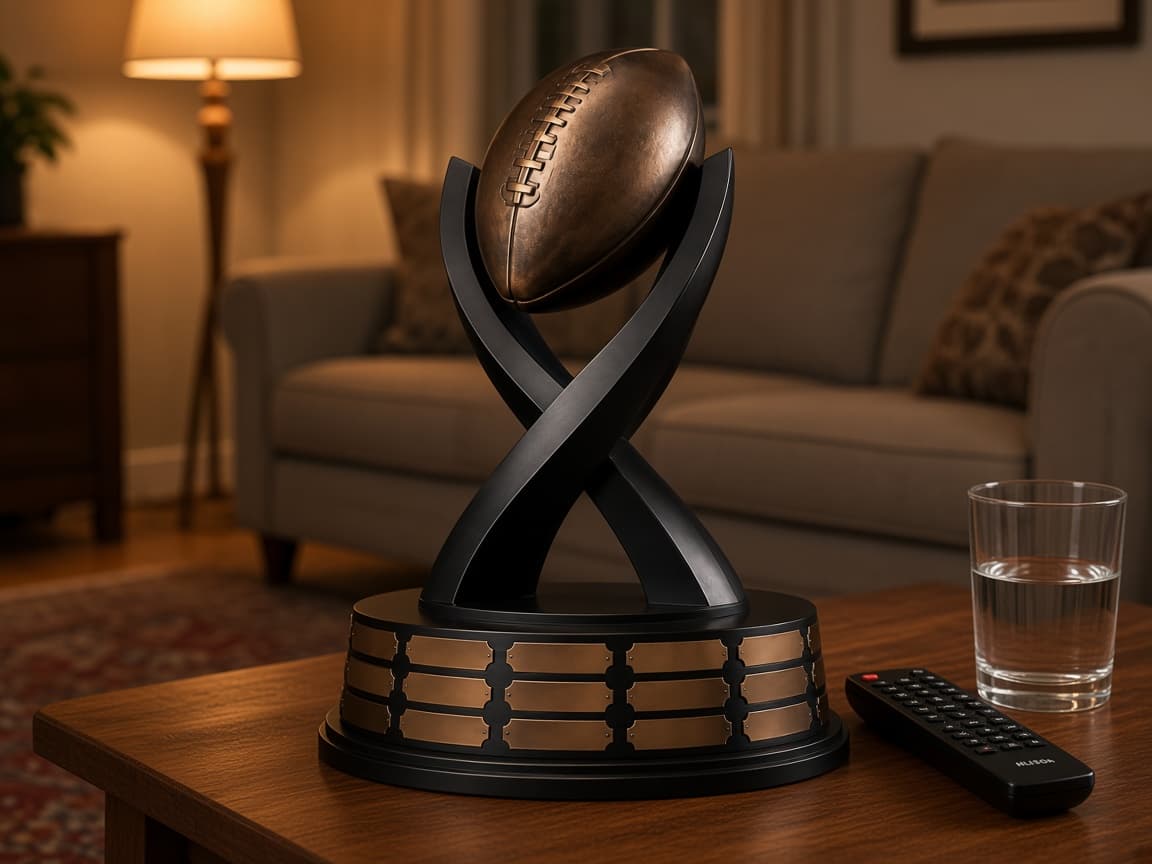 League Champion Trophy design concept beside everyday objects for scale