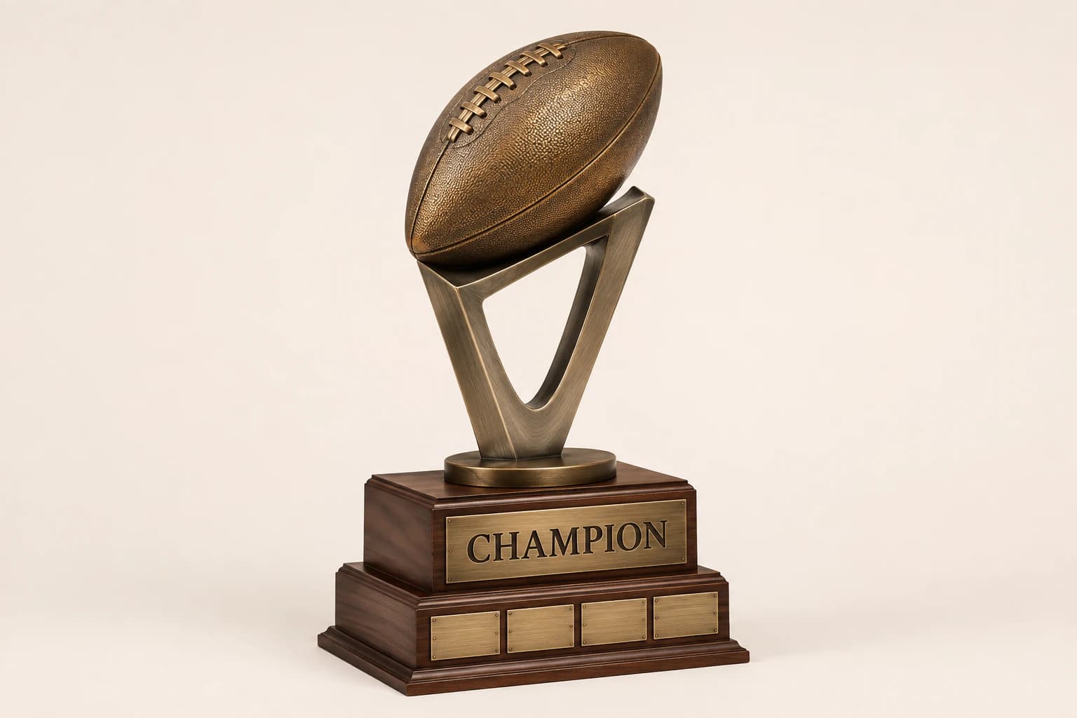 Fantasy League Champion Trophy design concept in metal and resin with wood or acrylic base